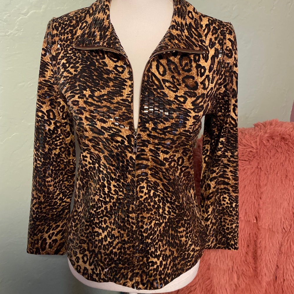 Vintage Leopard Cropped Jacket Fun and Cute